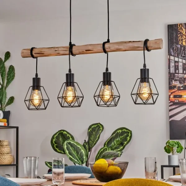 hofstein Suspension Yaak Écru, Noir, 4 lumières* Lampes Modernes