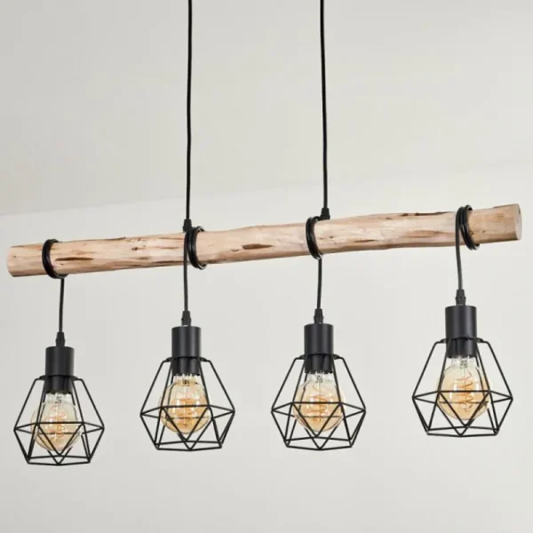 hofstein Suspension Yaak Écru, Noir, 4 lumières* Lampes Modernes