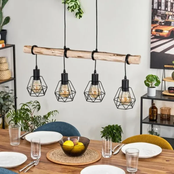 hofstein Suspension Yaak Écru, Noir, 4 lumières* Lampes Modernes