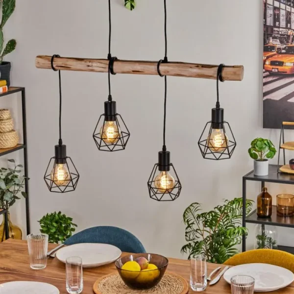 hofstein Suspension Yaak Écru, Noir, 4 lumières* Lampes Modernes