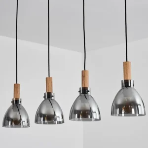 hofstein Suspension Yadekope Couleur bois, Noir, 4 lumières* Lampes Modernes