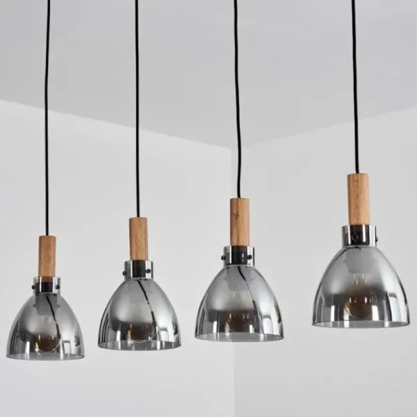 hofstein Suspension Yadekope Couleur bois, Noir, 4 lumières* Lampes Modernes