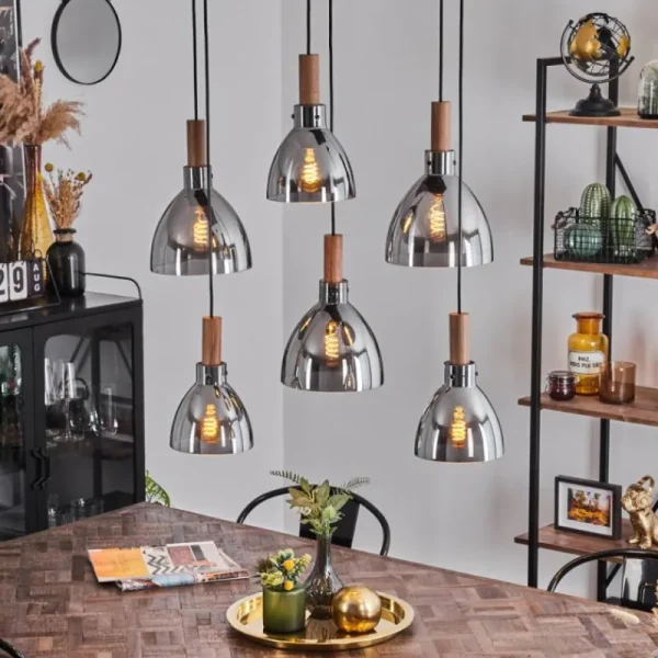hofstein Suspension Yadekope Écru, Noir, 6 lumières* Lampes Modernes