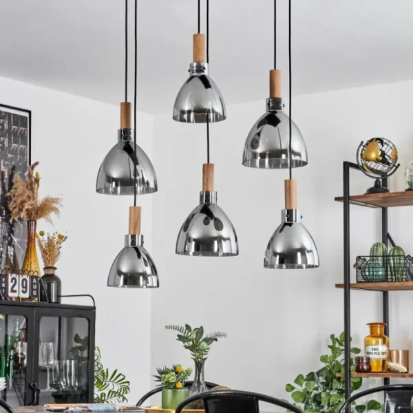 hofstein Suspension Yadekope Écru, Noir, 6 lumières* Lampes Modernes