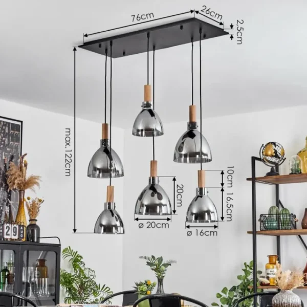 hofstein Suspension Yadekope Écru, Noir, 6 lumières* Lampes Modernes