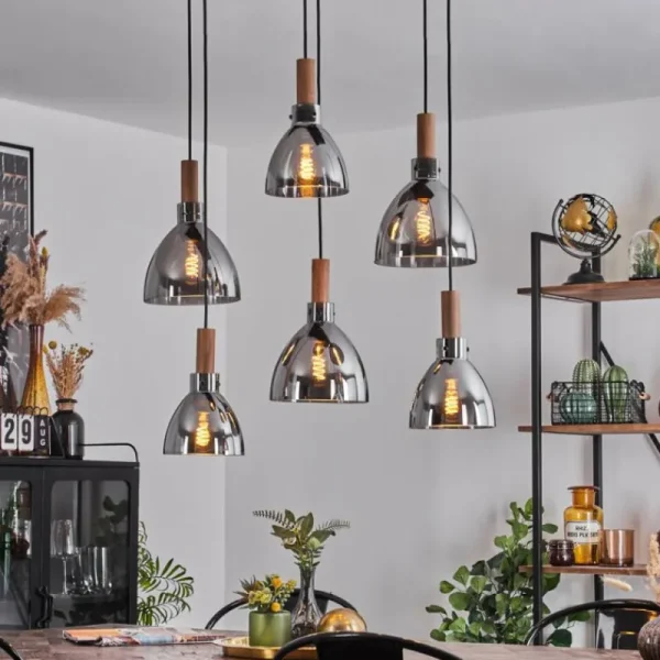 hofstein Suspension Yadekope Écru, Noir, 6 lumières* Lampes Modernes