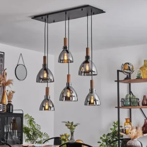 hofstein Suspension Yadekope Écru, Noir, 6 lumières* Lampes Modernes