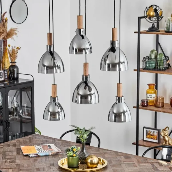 hofstein Suspension Yadekope Écru, Noir, 6 lumières* Lampes Modernes
