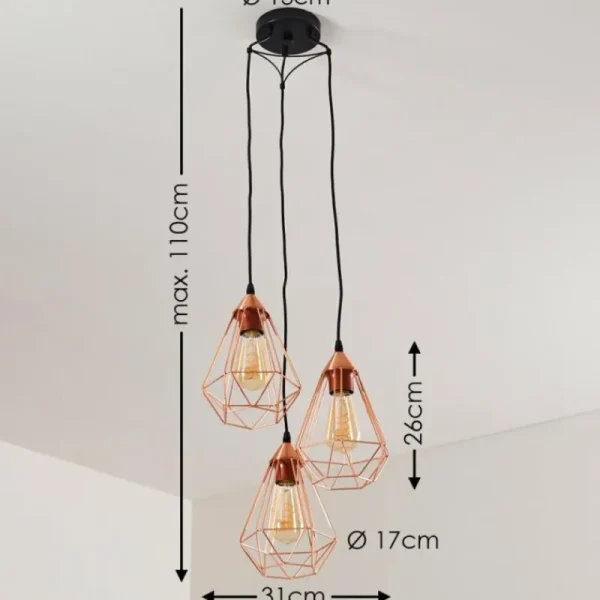 hofstein Suspension Zeuta Noir, 3 lumières* Lampes Modernes