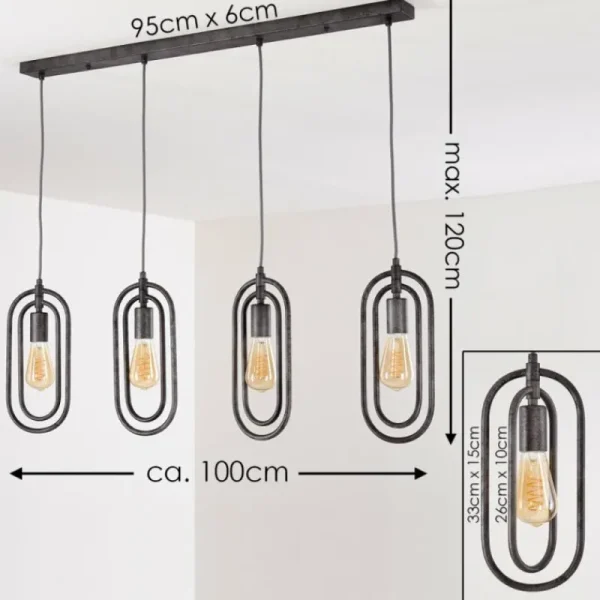 hofstein Suspension Zwolle Argenté, 4 lumières* Lampes Modernes