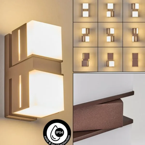 hofstein Swanek Lampe murale d´extérieur, Applique murale LED Rouille, 2 lumières* Lampes Modernes