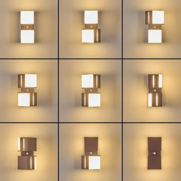hofstein Swanek Lampe murale d´extérieur, Applique murale LED Rouille, 2 lumières, Détecteur de mouvement* Lampes Modernes