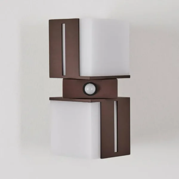 hofstein Swanek Lampe murale d´extérieur, Applique murale LED Rouille, 2 lumières, Détecteur de mouvement* Lampes Modernes