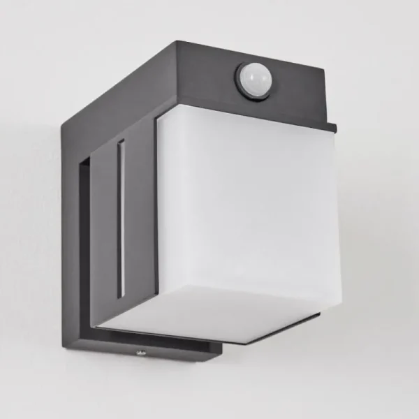 hofstein Swanek Lampe murale d´extérieur, Applique murale LED Anthracite, 1 lumière, Détecteur de mouvement* Lampes Modernes
