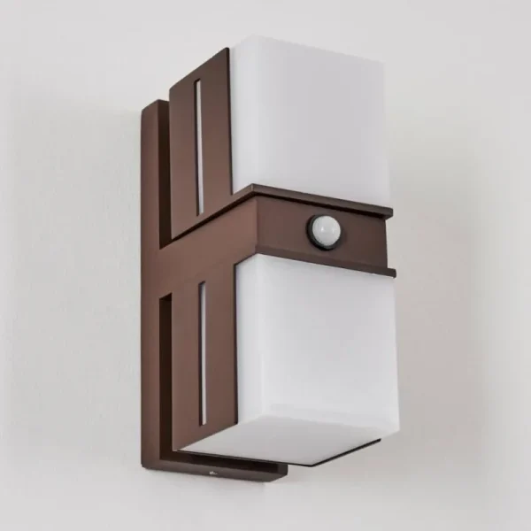 hofstein Swanek Lampe murale d´extérieur, Applique murale LED Rouille, 2 lumières, Détecteur de mouvement* Lampes Modernes