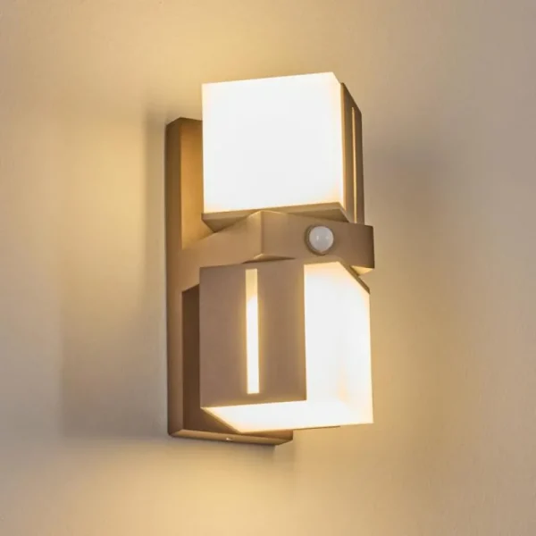 hofstein Swanek Lampe murale d´extérieur, Applique murale LED Rouille, 2 lumières, Détecteur de mouvement* Lampes Modernes