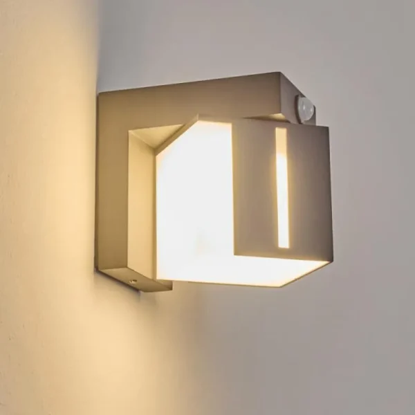 hofstein Swanek Lampe murale d´extérieur, Applique murale LED Anthracite, 1 lumière, Détecteur de mouvement* Lampes Modernes