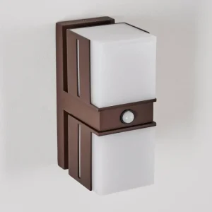 hofstein Swanek Lampe murale d´extérieur, Applique murale LED Rouille, 2 lumières, Détecteur de mouvement* Lampes Modernes