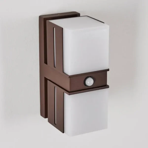 hofstein Swanek Lampe murale d´extérieur, Applique murale LED Rouille, 2 lumières, Détecteur de mouvement* Lampes Modernes