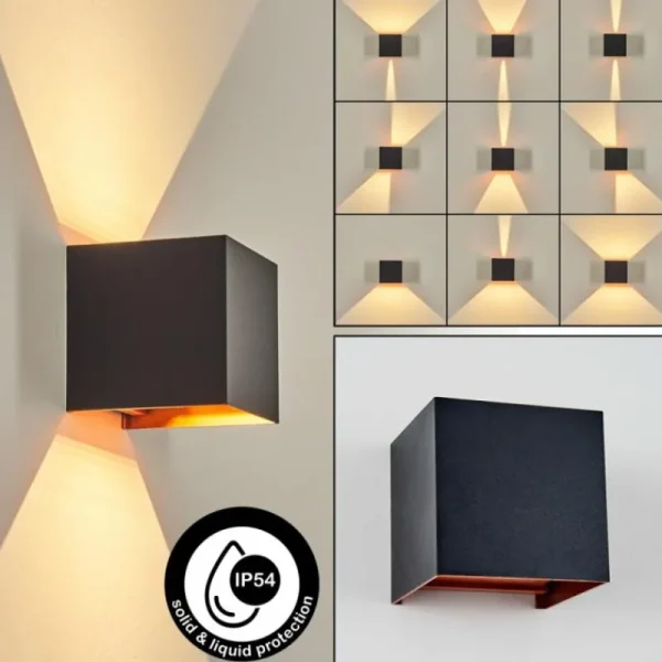 hofstein Tamarin Lampe murale d´extérieur, Luminaire Up & Down, Applique murale LED Cuivre, Noir, 1 lumière* Lampes Modernes