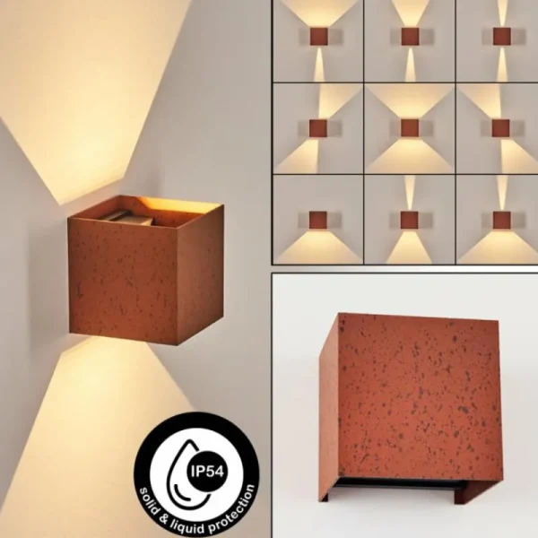 hofstein Tamarin Lampe murale d´extérieur, Luminaire Up & Down, Applique murale LED Rouille, Noir, 1 lumière* Lampes Modernes