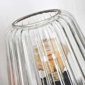 hofstein Telhais Lampe à poser, Liseuse Noir, Transparent, 1 lumière* Lampes En Verre