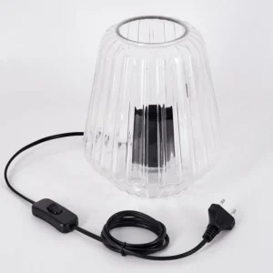 hofstein Telhais Lampe à poser, Liseuse Noir, Transparent, 1 lumière* Lampes En Verre