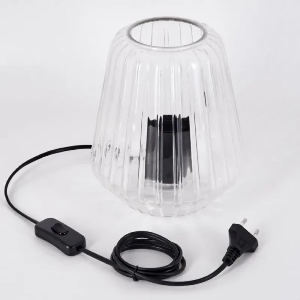 hofstein Telhais Lampe à poser, Liseuse Noir, Transparent, 1 lumière* Lampes En Verre