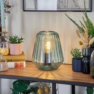 hofstein Telhais Lampe à poser, Liseuse Bleu, Noir, 1 lumière* Lampes En Verre