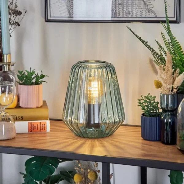 hofstein Telhais Lampe à poser, Liseuse Bleu, Noir, 1 lumière* Lampes En Verre