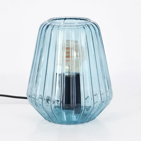 hofstein Telhais Lampe à poser, Liseuse Bleu, Noir, 1 lumière* Lampes En Verre