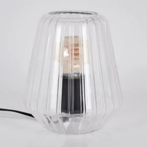 hofstein Telhais Lampe à poser, Liseuse Noir, Transparent, 1 lumière* Lampes En Verre