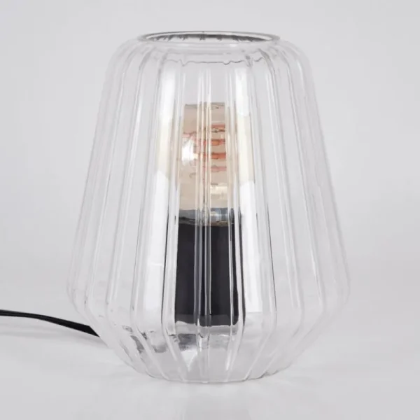 hofstein Telhais Lampe à poser, Liseuse Noir, Transparent, 1 lumière* Lampes En Verre
