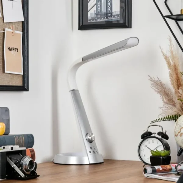 hofstein Tykby Lampe de bureau, Lampe à poser, Liseuse LED Argenté, Blanc, 1 lumière, Changeur de couleurs* Lampes Modernes
