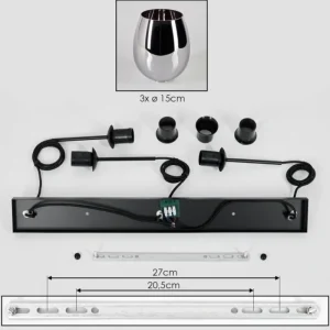 hofstein Vevino Suspension Chrome, 3 lumières* Lampes En Verre