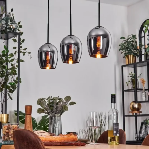 hofstein Vevino Suspension Chrome, 3 lumières* Lampes En Verre