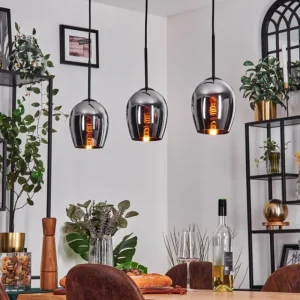 hofstein Vevino Suspension Chrome, 3 lumières* Lampes En Verre