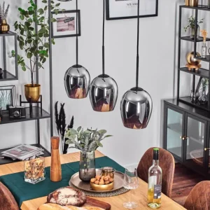 hofstein Vevino Suspension Chrome, 3 lumières* Lampes En Verre